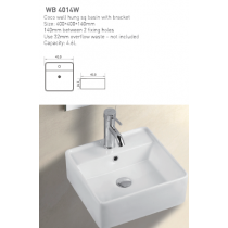 ECT Coco Wall Hung Square Basin with Bracket